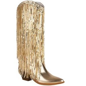 Gold Fringe Women's Boots